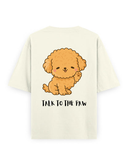 talk to the paw pet lover off-white oversized t-shirt