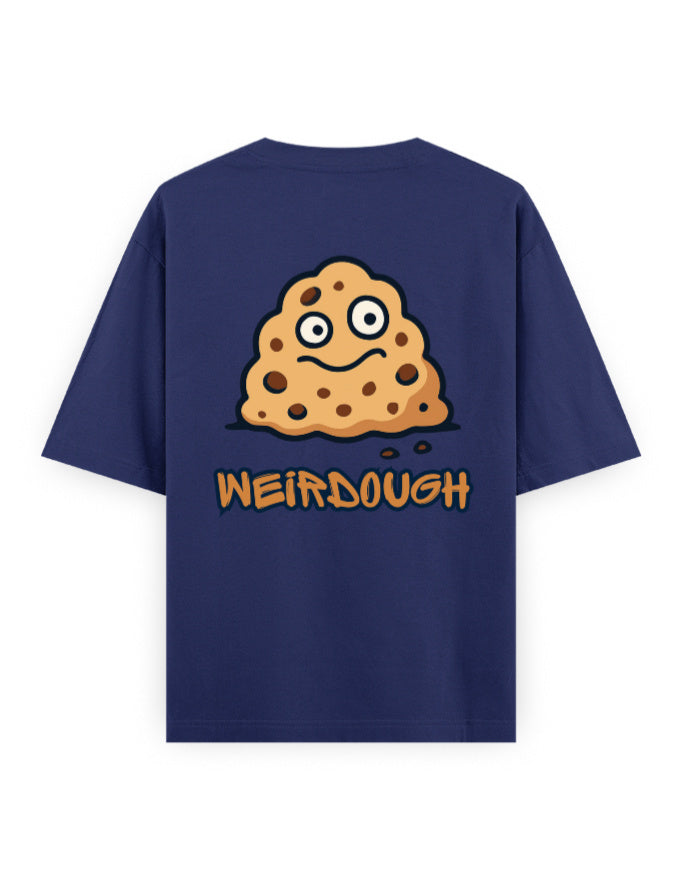 weirdough humour graphic blue oversized t-shirt