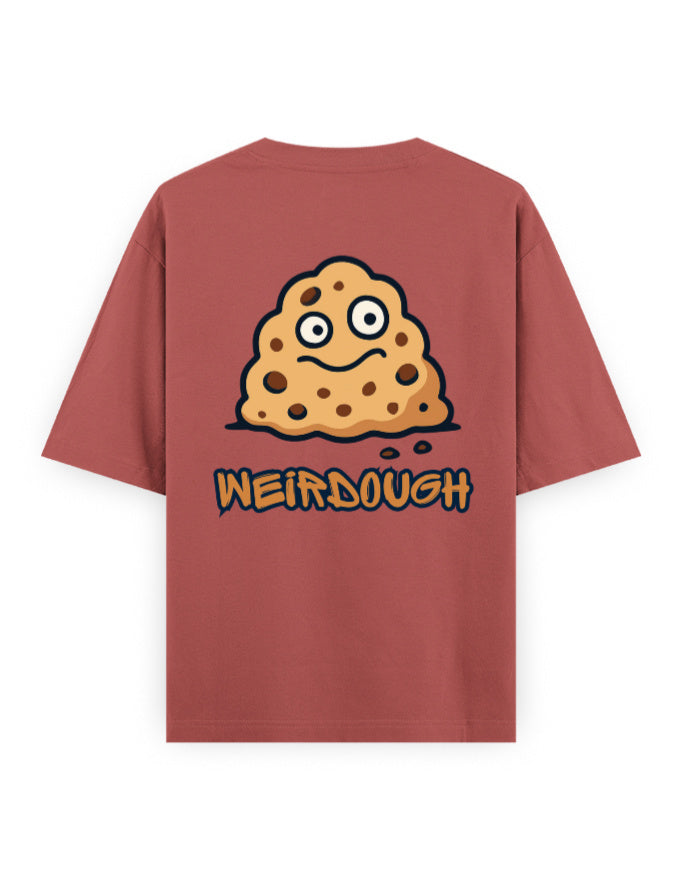 weirdough humour graphic copper-red oversized t-shirt
