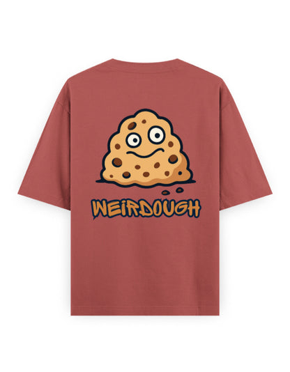 weirdough humour graphic copper-red oversized t-shirt