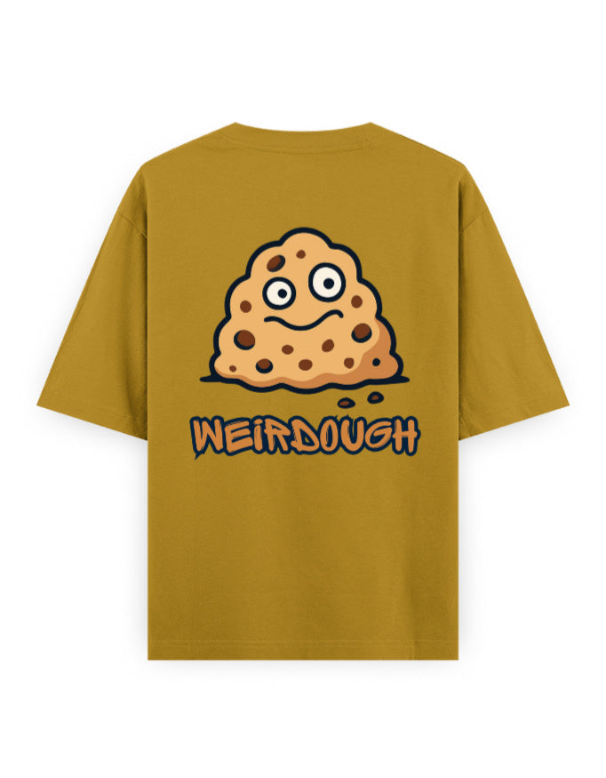 weirdough humour graphic mustard-yellow oversized t-shirt
