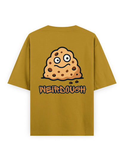 weirdough humour graphic mustard-yellow oversized t-shirt