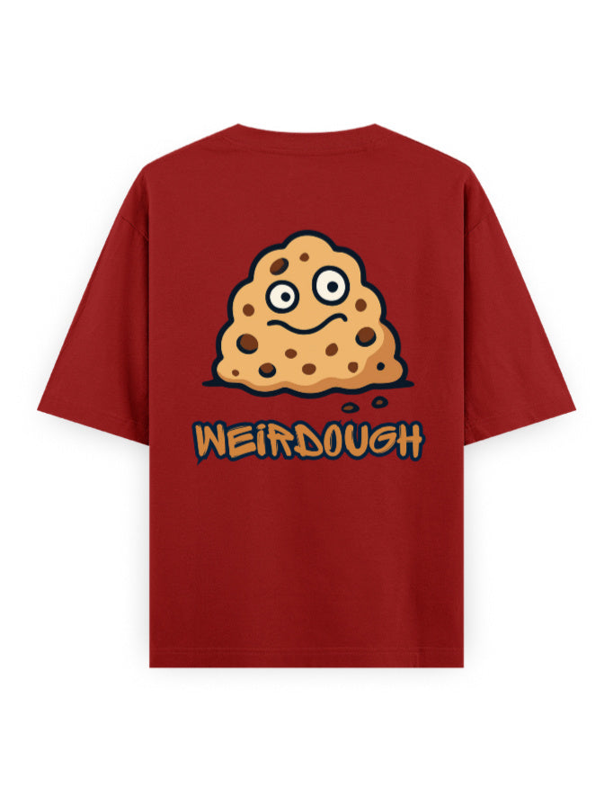 weirdough humour graphic red oversized t-shirt