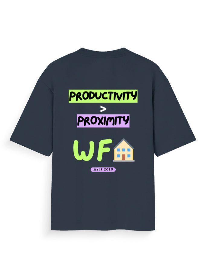 Work from home and remote job since 2020 graphic navy oversized t-shirt