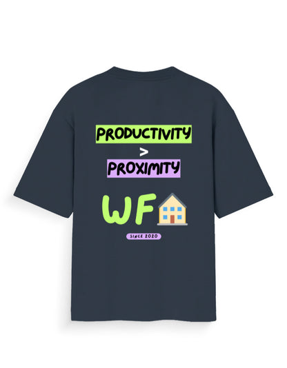 Work from home and remote job since 2020 graphic navy oversized t-shirt